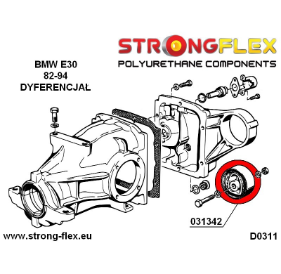 SILENTBLOCK Bmw Z Series Z3 94-02 CASQUILLO DE MONTAJE DEL DIFERENCIAL TRASERO STRONGFLEX SPORT