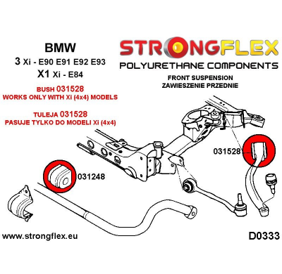 SILENTBLOCK Bmw X Series X1 E84 09-15 CASQUILLO DE HORQUILLA DELANTERA STRONGFLEX XI 4X4 KIT 2 Unidades