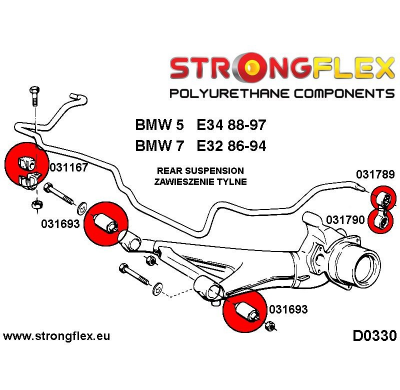 SILENTBLOCK Bmw 7 Series E32 86-94 KIT DE CASQUILLOS DE SUSPENSIÓN TRASERA STRONGFLEX SPORT 4 Unidades