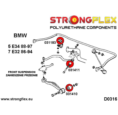 SILENTBLOCK Bmw 7 Series E32 86-94 KIT CASQUILLOS DE SUSPENSIÓN DELANTERA STRONGFLEX SPORT