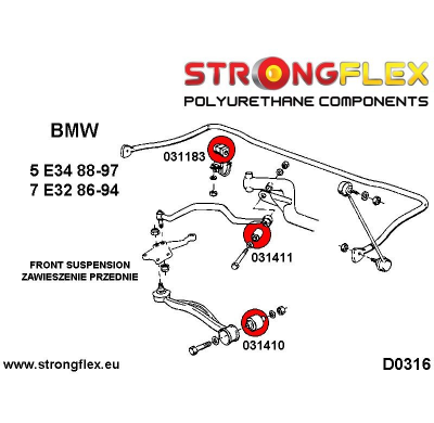 SILENTBLOCK Bmw 7 Series E32 86-94 KIT DE CASQUILLOS DE SUSPENSIÓN STRONGFLEX FULL SPORT