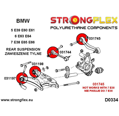 SILENTBLOCK Bmw Z Series Z8 E52 99-03 KIT DE CASQUILLOS DE BRAZO DE ARRASTRE INFERIOR TRASERO STRONGFLEX SPORT