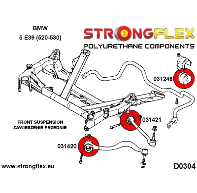 SILENTBLOCK Bmw Z Series Z8 E52 99-03 BARRA DE UNIÓN INFERIOR STRONGFLEX FRONT AL CASQUILLO DEL CHASIS 58MM SPORT KIT 2 Unidades