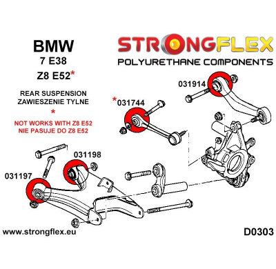 SILENTBLOCK Bmw X Series X5 E53 99-06 KIT DE CASQUILLO INTERIOR DE AJUSTE DE PUNTERA TRASERA STRONGFLEX 2 Unidades