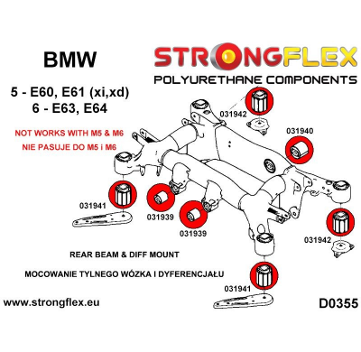 SILENTBLOCK Bmw 6 Series E63 E64 02-10 SUBCHASIS TRASERO STRONGFLEX - CASQUILLO DELANTERO SPORT KIT 2 Unidades