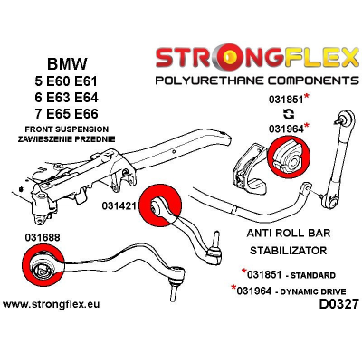 SILENTBLOCK Bmw 6 Series E63 E64 02-10 KIT DE CASQUILLOS DE SUSPENSIÓN STRONGFLEX