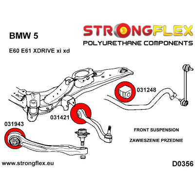 SILENTBLOCK Bmw 5 Series E61 Touring 03-10 Xi Xd BRAZO DE RADIO FUERTE FLEX DELANTERO A CASQUILLO DEL CHASIS KIT SPORT 2 Unidade