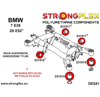 SILENTBLOCK Bmw Z Series Z8 E52 99-03 KIT DE SUBCHASIS TRASERO STRONGFLEX 4 Unidades