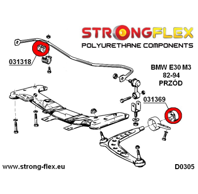 SILENTBLOCK Bmw E30 82-91 Todos modelos KIT DE CASQUILLOS DE BARRA ESTABILIZADORA DELANTERA STRONGFLEX SPORT 2 Unidades