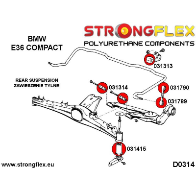 SILENTBLOCK Bmw Z Series Z3 94-02 KIT DE CASQUILLO DE MONTAJE DE VIGA TRASERA STRONGFLEX 2 Unidades