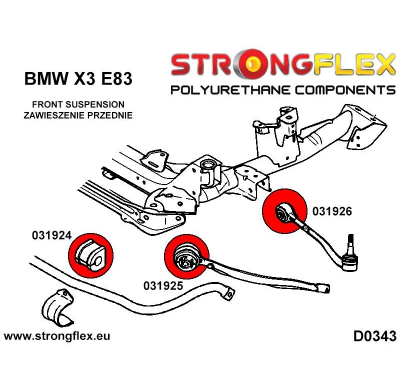 SILENTBLOCK Bmw X Series X3 E83 03-10 KIT DE CASQUILLOS DE BARRA ESTABILIZADORA DELANTERA STRONGFLEX SPORT 2 Unidades