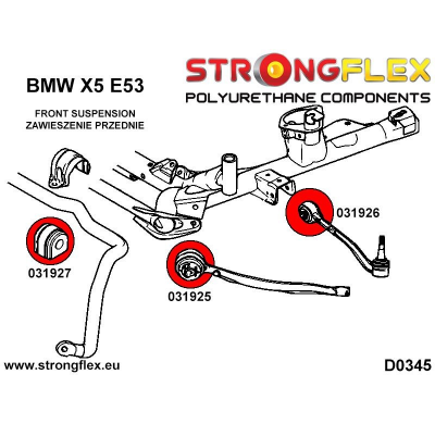 SILENTBLOCK Bmw X Series X5 E53 99-06 KIT DE CASQUILLOS DE BARRA ESTABILIZADORA DELANTERA STRONGFLEX SPORT 2 Unidades