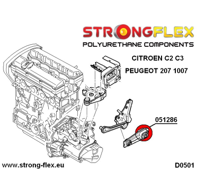 SILENTBLOCK Peugeot 1007 Todos modelos INSERCIONES INFERIORES TRASERAS DEL SOPORTE DEL MOTOR FLEX STRONG SPORT