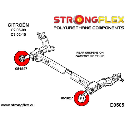 SILENTBLOCK Citroen C3 C3 I 02-09 CASQUILLO DE VIGA TRASERA STRONGFLEX SPORT KIT 2 Unidades