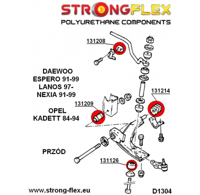 SILENTBLOCK Opel Kadett Kadett E KIT CASQUILLOS DE SUSPENSIÓN DELANTERA STRONGFLEX SPORT