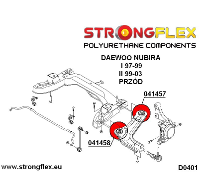 SILENTBLOCK Daewoo Nubira 97-02 Todos modelos KIT DE BUJE TRASERO DE HORQUILLA DELANTERA STRONGFLEX 2 Unidades