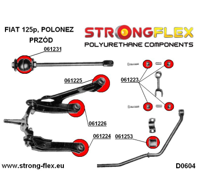 SILENTBLOCK Polonez Polonez Todos modelos KIT DE CASQUILLO DE ENLACE DE EXTREMO ANTIVUELCO DELANTERO STRONGFLEX 8PCS.