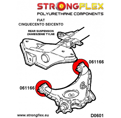 SILENTBLOCK Fiat Seicento 98-08 Todos modelos KIT DE BUJES DE BRAZO DE ARRASTRE TRASERO STRONGFLEX 4 Unidades