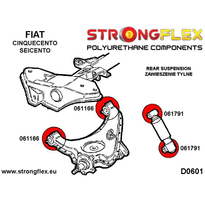 SILENTBLOCK Fiat Seicento 98-08 Todos modelos KIT DE CASQUILLOS DE SUSPENSIÓN TRASERA STRONGFLEX SPORT