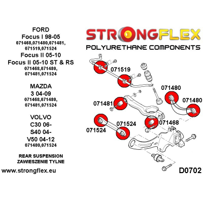 SILENTBLOCK Mazda 5 / Premacy Ii 05-10 KIT DE CASQUILLO DE BRAZO INFERIOR EXTERIOR TRASERO STRONGFLEX 2 Unidades