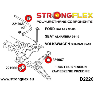 SILENTBLOCK Volkswagen Sharan I 95-10 Todos modelos STRONGFLEX BRAZO INFERIOR DELANTERO - KIT DE CASQUILLOS TRASEROS 2 Unidades