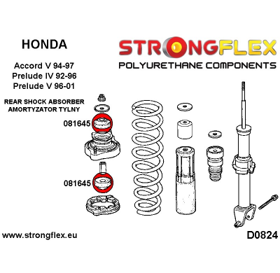 SILENTBLOCK Honda Prelude V Sh 96-01 KIT DE CASQUILLOS DE MONTAJE DE AMORTIGUADOR TRASERO STRONGFLEX SPORT 4 Unidades