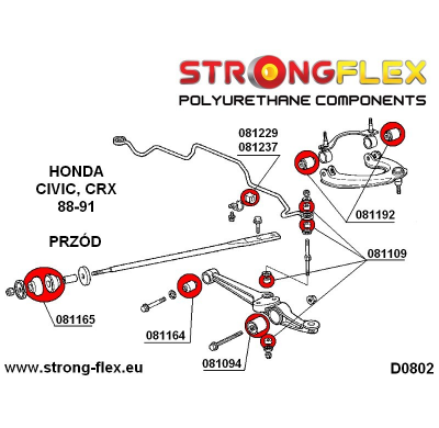 SILENTBLOCK Honda Crx Crx 88-91 KIT CASQUILLOS DE SUSPENSIÓN DELANTERA STRONGFLEX SPORT