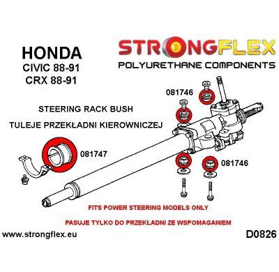 SILENTBLOCK Honda Crx Crx 88-91 KIT DE CASQUILLOS DE MONTAJE DE CREMALLERA DE DIRECCIÓN STRONGFLEX SPORT