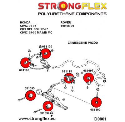 SILENTBLOCK Rover 45 99-05 Todos modelos KIT CASQUILLOS DE SUSPENSIÓN DELANTERA STRONGFLEX SPORT