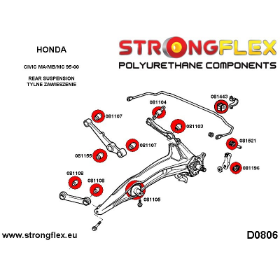 SILENTBLOCK Rover 45 99-05 Todos modelos KIT DE CASQUILLOS DE SUSPENSIÓN TRASERA STRONGFLEX SIN CASQUILLOS DE MONTAJE DE BRAZO D