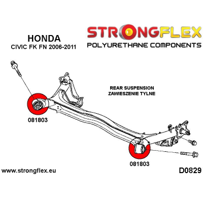 SILENTBLOCK Honda Civic Viii 06-11 Fk Fn Type R CASQUILLO DE VIGA TRASERA STRONGFLEX SPORT KIT 2 Unidades