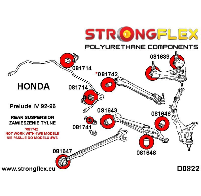 SILENTBLOCK Honda Prelude V Sh 96-01 KIT DE BUJES TRASEROS DE BRAZO DE ARRASTRE TRASERO STRONGFLEX 2 Unidades