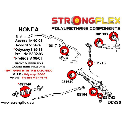 SILENTBLOCK Honda Prelude Iv 92-96 KIT CASQUILLOS DE SUSPENSIÓN DELANTERA STRONGFLEX SPORT