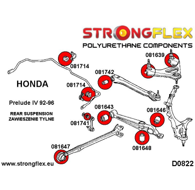 SILENTBLOCK Honda Prelude Iv 92-96 KIT DE CASQUILLOS DE SUSPENSIÓN TRASERA STRONGFLEX SPORT