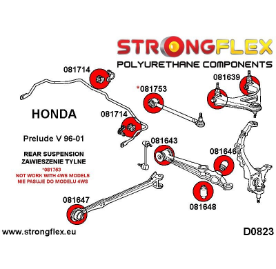 SILENTBLOCK Honda Prelude V Sh 96-01 KIT DE CASQUILLOS DE POLIURETANO STRONGFLEX SUSPENSION SPORT