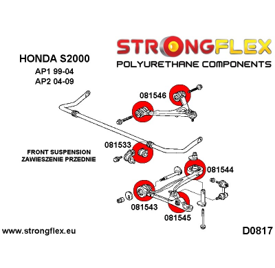 SILENTBLOCK Honda S2000 Ap2 04-09 KIT DE CASQUILLOS DE SUSPENSIÓN DELANTERA STRONGFLEX AP1 AP2