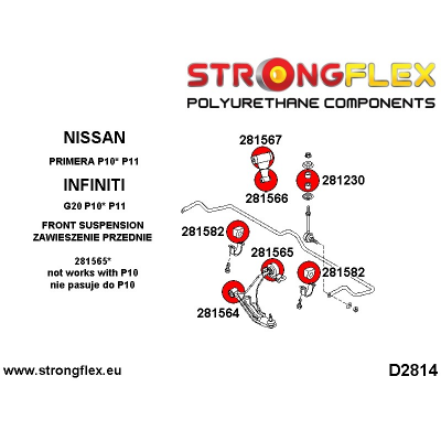 SILENTBLOCK Nissan Primera Wp11 98-02 CASQUILLO DE ENLACE DE BARRA ESTABILIZADORA STRONGFLEX SPORT KIT 4 Unidades