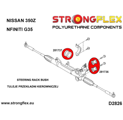 SILENTBLOCK Nissan 350Z Z33 02-08 Todos modelos KIT DE CASQUILLOS DE MONTAJE DE CREMALLERA DE DIRECCIÓN STRONGFLEX SPORT