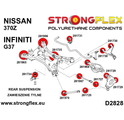 SILENTBLOCK Nissan 370Z Z34 09- Todos modelos KIT DE CASQUILLOS DE SUSPENSIÓN TRASERA STRONGFLEX SPORT