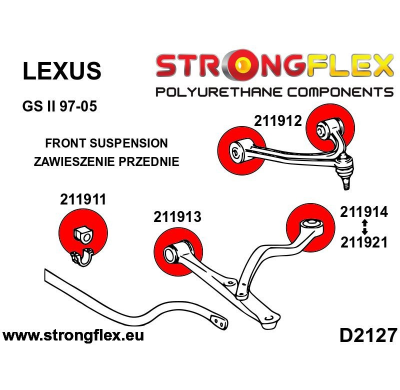 SILENTBLOCK Lexus Gs Ii 97-05 STRONGFLEX BRAZO DE RADIO INFERIOR DELANTERO A CASQUILLO DE CHASIS 65MM SPORT KIT 2 Unidades