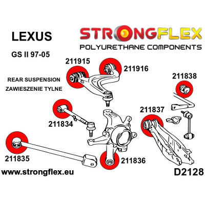 SILENTBLOCK Lexus Gs Ii 97-05 BRAZO SUPERIOR TRASERO STRONGFLEX - KIT DE CASQUILLO DELANTERO SPORT 2 Unidades