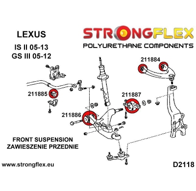 SILENTBLOCK Lexus Is Ii 05-13 CASQUILLO DE BRAZO SUPERIOR DELANTERO STRONGFLEX SPORT KIT 4 Unidades