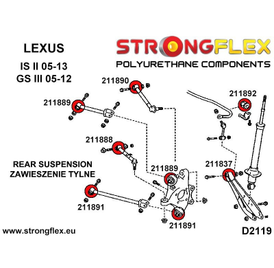 SILENTBLOCK Lexus Is Ii 05-13 CASQUILLO DE BARRA INFERIOR TRASERA STRONGFLEX SPORT KIT 2 Unidades