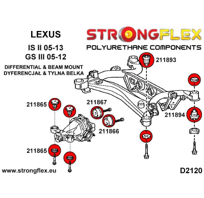 SILENTBLOCK Lexus Is Ii 05-13 VIGA TRASERA STRONGFLEX - KIT DE CASQUILLO DELANTERO SPORT 2 Unidades