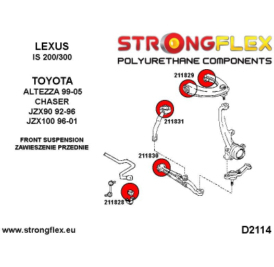 SILENTBLOCK Toyota Chaser Jzx90 92-96 KIT DE CASQUILLOS DE BARRA ESTABILIZADORA DELANTERA STRONGFLEX SPORT 2 Unidades