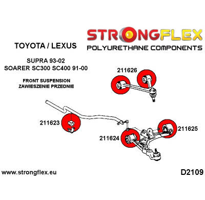 SILENTBLOCK Toyota Supra Supra Iv 93-02 KIT DE BUJE TRASERO DE HORQUILLA INFERIOR DELANTERA STRONGFLEX SPORT 2 Unidades