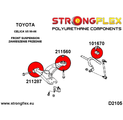 SILENTBLOCK Toyota Celica Celica Vii 99-06 KIT DE CASQUILLOS DE BARRA ESTABILIZADORA DELANTERA STRONGFLEX SPORT 2 Unidades