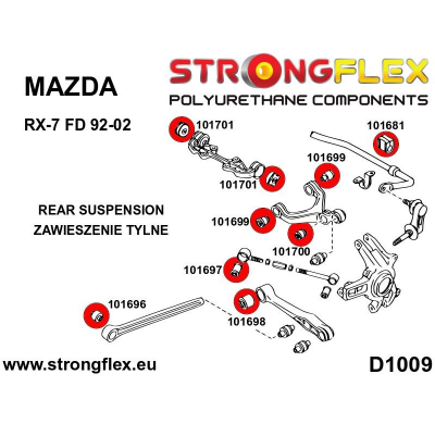 SILENTBLOCK Mazda Rx-7 Rx-7 Fd 92-02 STRONGFLEX BRAZO SUPERIOR TRASERO PARA CASQUILLO DE AMORTIGUACIÓN SPORT KIT 2 Unidades