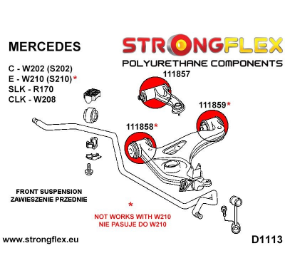 SILENTBLOCK Mercedes Slk R170 CASQUILLO DE BRAZO SUPERIOR DELANTERO STRONGFLEX SPORT KIT 2 Unidades