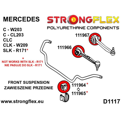 SILENTBLOCK Mercedes Clk-Class W209 KIT DE CASQUILLOS DE BARRA ESTABILIZADORA DELANTERA STRONGFLEX SPORT 2 Unidades